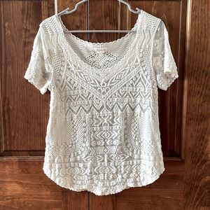 Meadow Rue embroidered tulle top size Large it’s more ivory than white